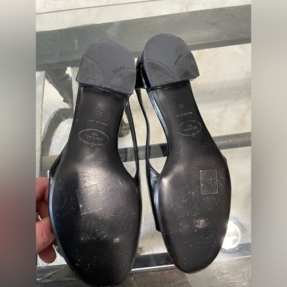 Prada Black Patent Open Toe Flats - Picture 9 of 9